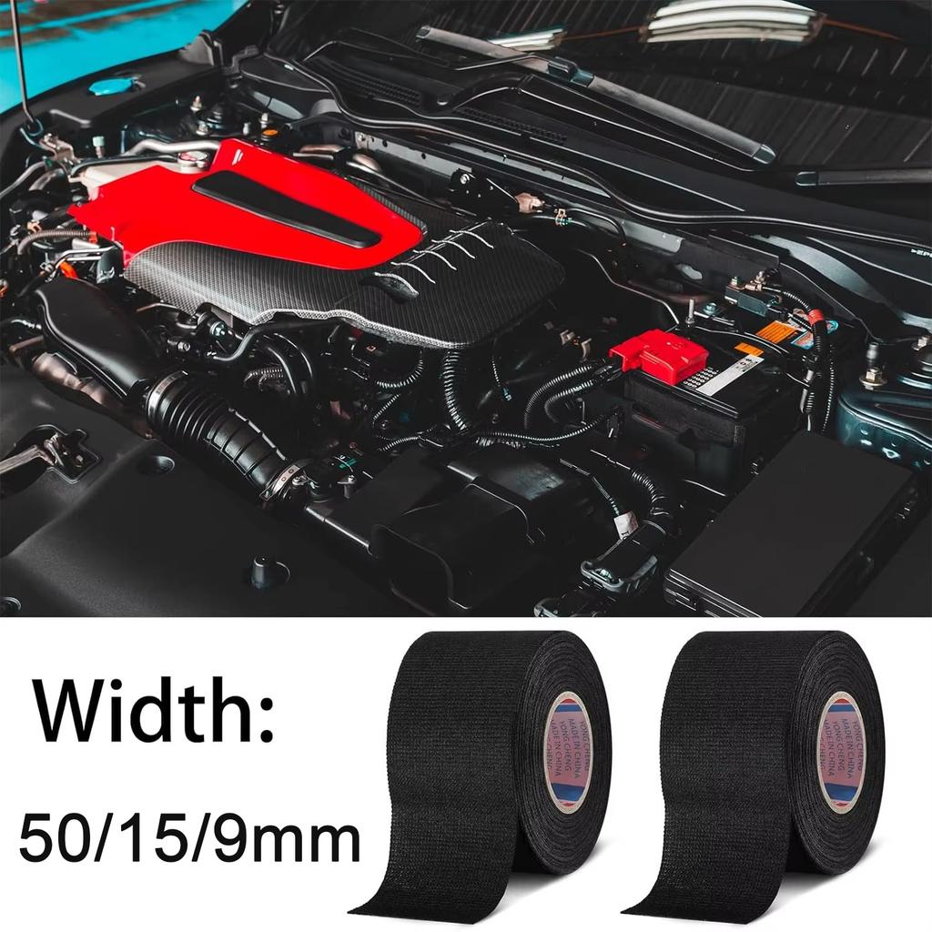 1-16PCS Automotive Wiring Harness Tape Electrical Heat-resistant Insulation Tape Automotive Electrical Line Fixing 50/15/9 Width