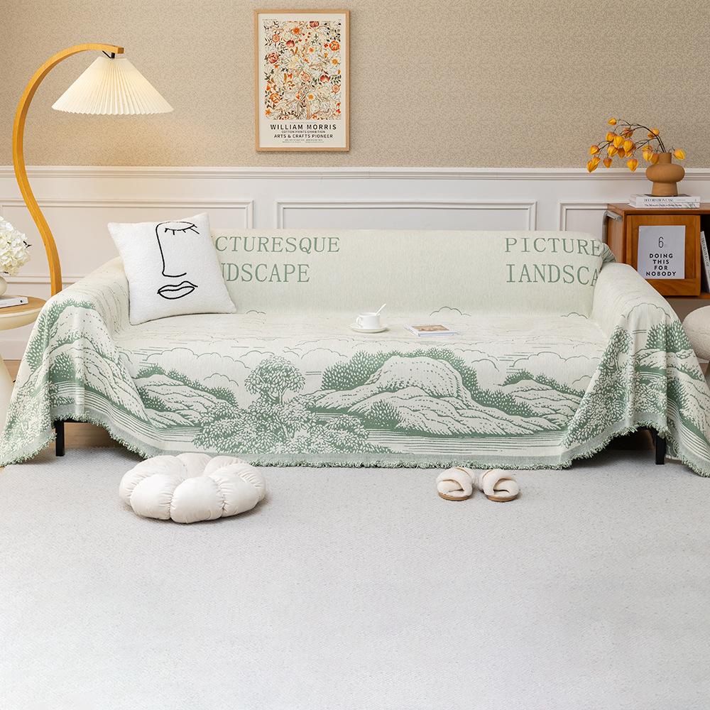 

Зимнее утолщенное плюшевое полотенце для дивана Mountain Running Water Full Cover Fabric, китайское стильное высококачественное диванное покрывало, пыленепроницаемое одеяло All-inclusive 180*130cm