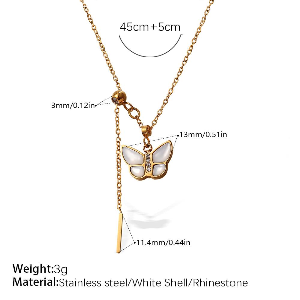 Beautiful Niche Design Double-Layer Pendant Necklace Stainless Steel Gold-Plated Love Pendant Necklace Women