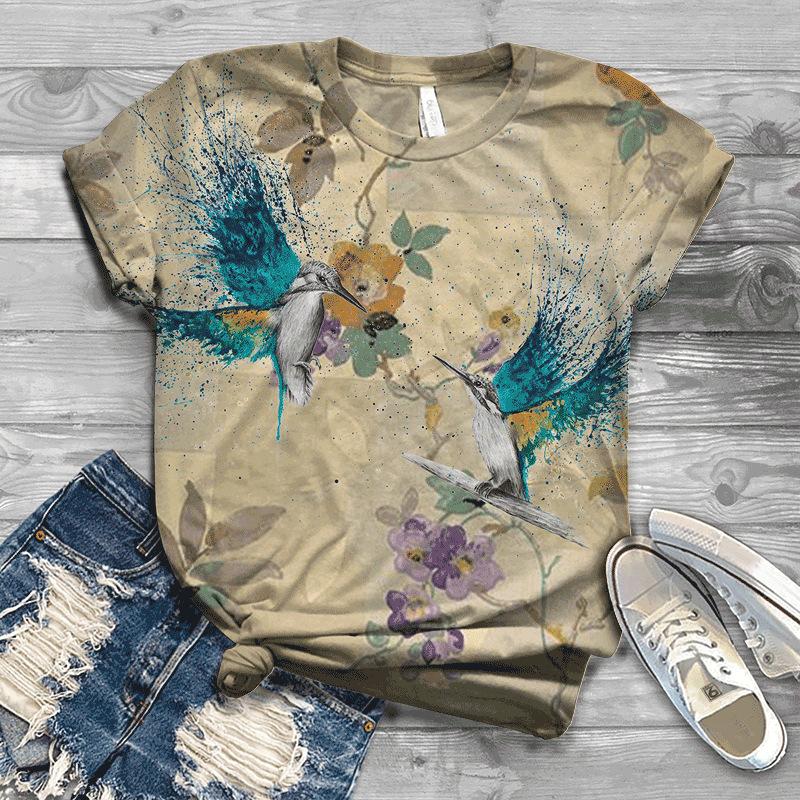 Women's Clothing Series New Summer 3D T-shirt Printed Round Neck Summer Women's T-shirt