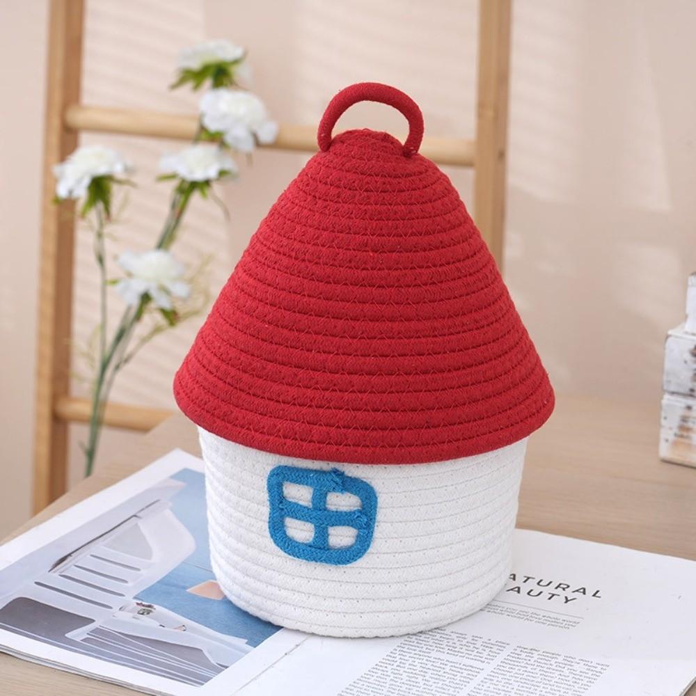 House Shape Desk Organizer Handwoven Snack Toys Organizer Cute Storage Basket  Bedroom Decor