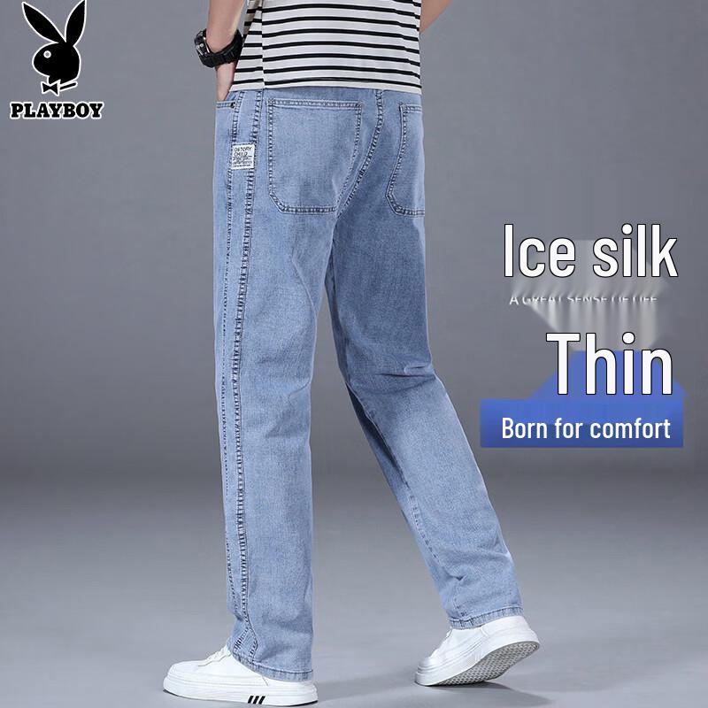 Playboy Men s Ice Silk Loose Straight Jeans 32