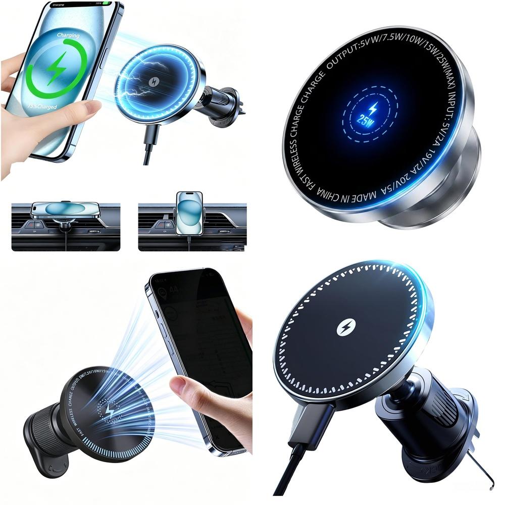 Elegant 25W 15W Magnet Style Charger Wireless Strong Car Phone Mount Holder for Efficient Power Sync for iPhone New Products