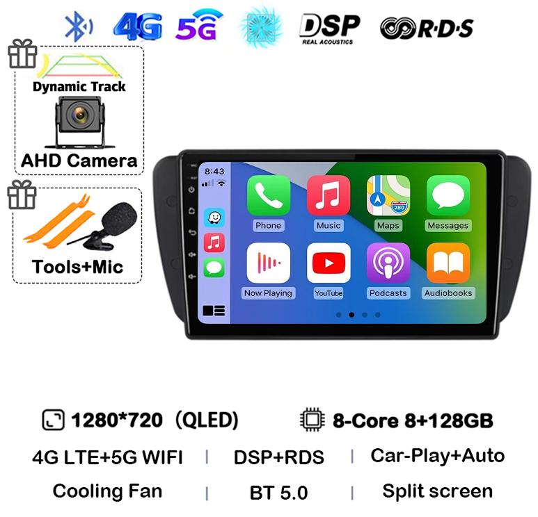 Android 14 Carplay Auto Car Radio For Seat Ibiza 6j 2009 2010 2012 2013 2014 2015 MK4 FR GPS Audio Multimedia WIFI+4G Player DSP
