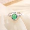 PANJBJ 925 Sterling Silber Grüne Steinringe für Damen Paar Minimalistisch Klassischer Schmuck Geburtstagsgeschenk Dropshipping
