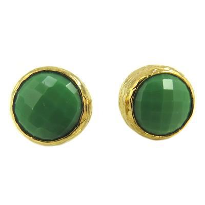 [Q9821] - El yapımı 'Kleopatra' altın yeşili küpeler - 14 mm