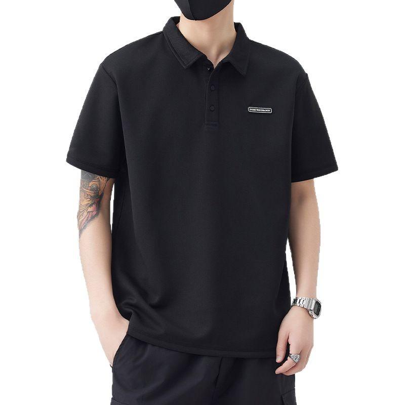 New cotton polo short-sleeved trendy brand loose lapel top trendy bottoming shirt long-sleeved polo shirt men's short-sleeved
