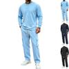 Mens Casual Round Neck Long Sleeve Sweatshirt And Cargo Pants Outdoor Sports Set