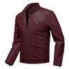 Leather Men's Slim Jacket Trendy Thin Jacket Men's Motorcycle Clothing Large Size Stand-Up Collar Leather Jacket
