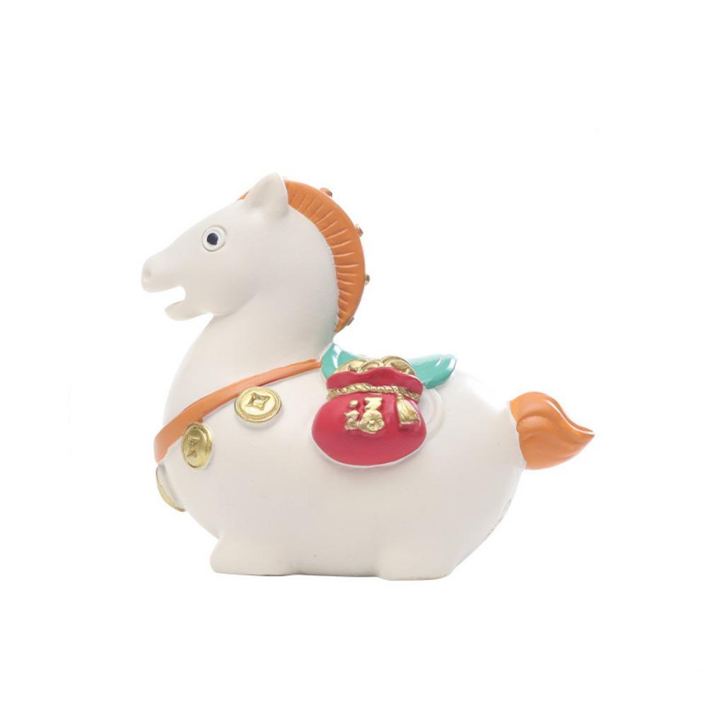

Resin Horse Shape Ornament Unique Zodiac Horse Figurines Rotatable Pony Figurine Feng Shui Decor Style 4