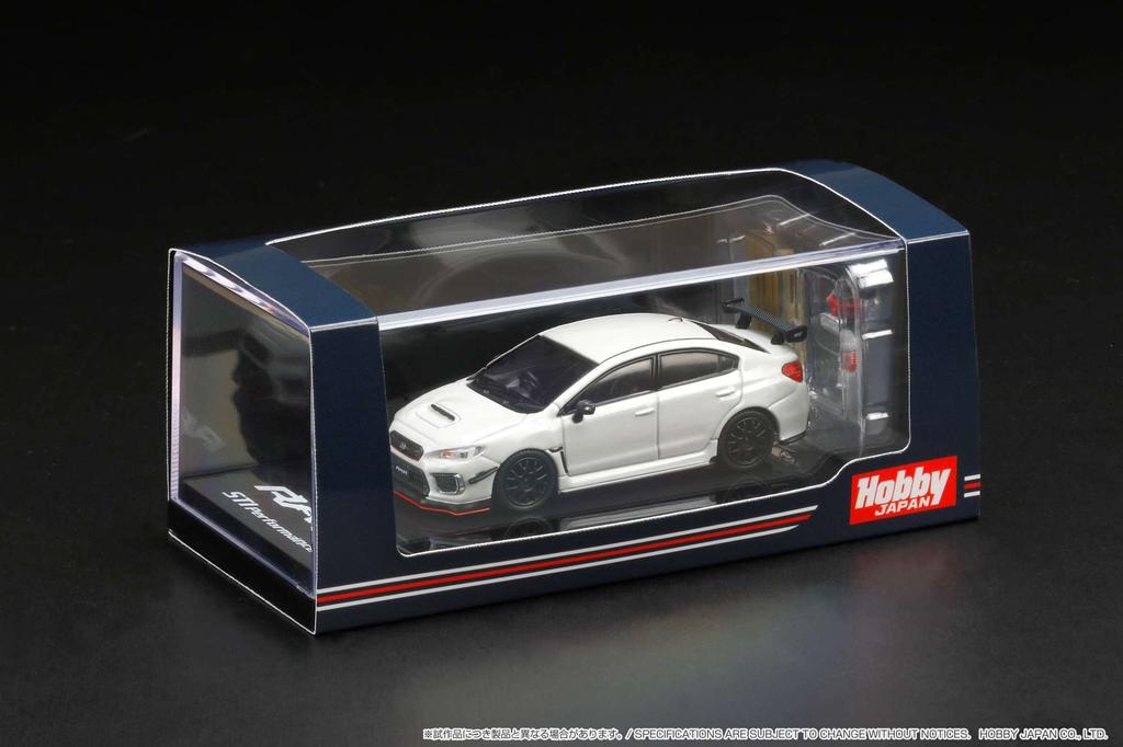 HJ64 Subaru WRX STI with Optional Display Crystal White Finished Product HJ641040W 1/64 RA-R Equipment/engine Model, Pearl,