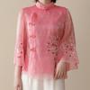 Chinese Style Embroidered Blouse Modified Stand Collar Bat Sleeve Loose Top Vintage Temperament Women's Clothing