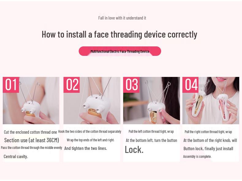 Epilatör ve İplik Alma Fonksiyonlu Dijital Yüz Masaj Aleti ve Tüy Alma Aracı