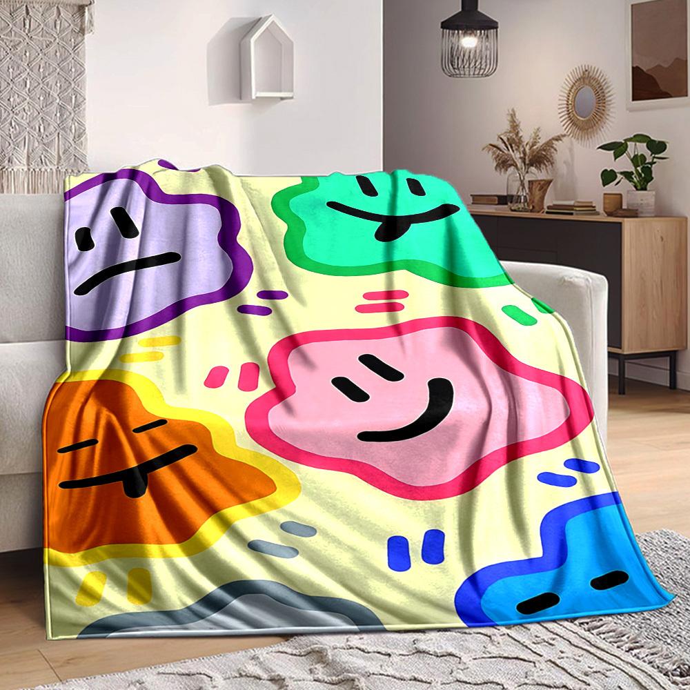 

1pc Colorful Faces Blanket Warm, Cozy, And Soft, Suitable for Sofas, Beds, Cars, And Office Use.Perfect for Camping And Travel, Making It a Great Gift 100x150cm