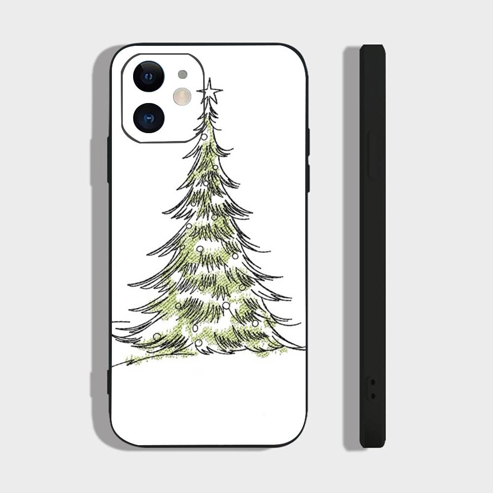 Merry Christmas Tree Phone Case For IPhone 17 Air 16 15 14 13 Pro Max 11 12 Black Silicone Cover