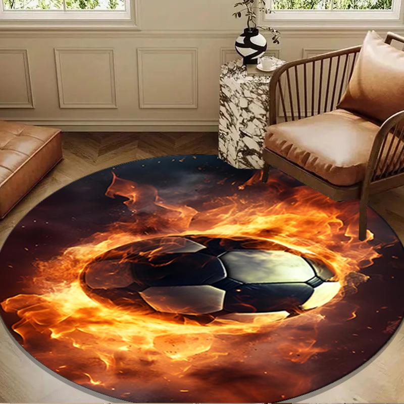 Sports Equipment Collection Round Rug for Livingroom,Bedroom, Palyroom, Chair Rug, Area Rug, Circle Carpet, Large Size Fan Christmas Gift