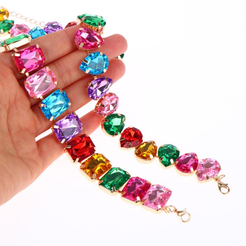 Sparkling Crystal Rhinestone Necklace Fashion Colorful Choker for Women Anniversary Party Gift