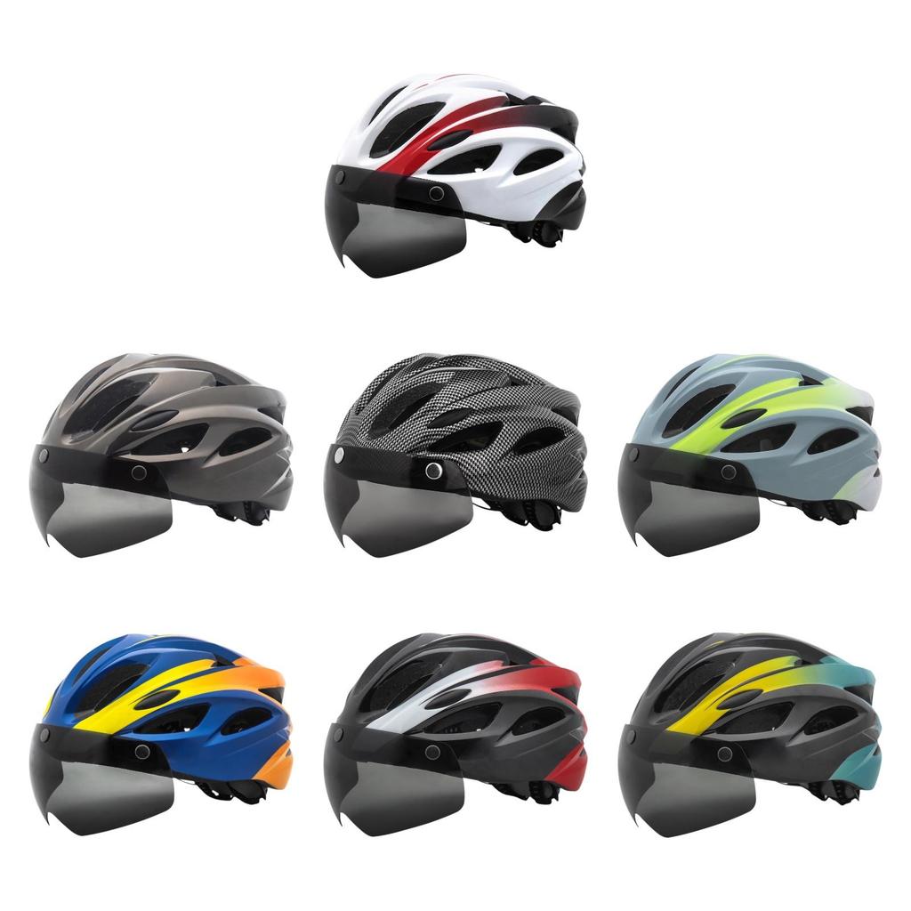 Bike Helmet Outdoor Adjustable Fit Comfort Men Women Biker Removable Goggles Shockproof Lightweight Cyclist Helmet Cycling Gear