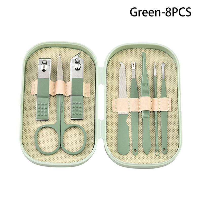 8/14/18pcs Nail Clipper Set Stainless Steel Manicure Pedicure Kit Portable Travel Case Earpick Nail File Foot Care Tool