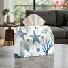 2D Flat 1pc, Tissue Box. Marine Life Pattern Napkin Dispenser, Reusable, Daily Desktop Tissue Organizer, Suitable for Kitchen Living Room Bedroom Bath