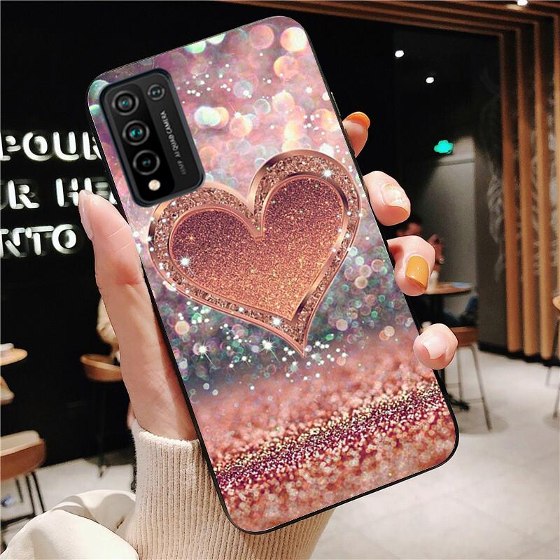 Rose Gold Diamond Love Heart Phone Case for Huawei Honor 50 10X Lite 20 7A 7C 8X 9X Pro 9A 8A 8S 9S 10i 20S 20lite 7X 10 Lite