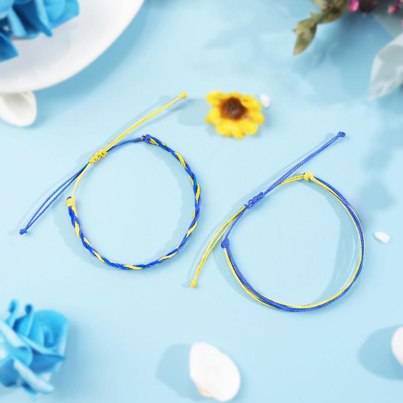 Multilayer Braided Ukrainian Flag Bracelet Adjustable Daisy Bracelet Handmade Boho Braided String Bracelet Universal