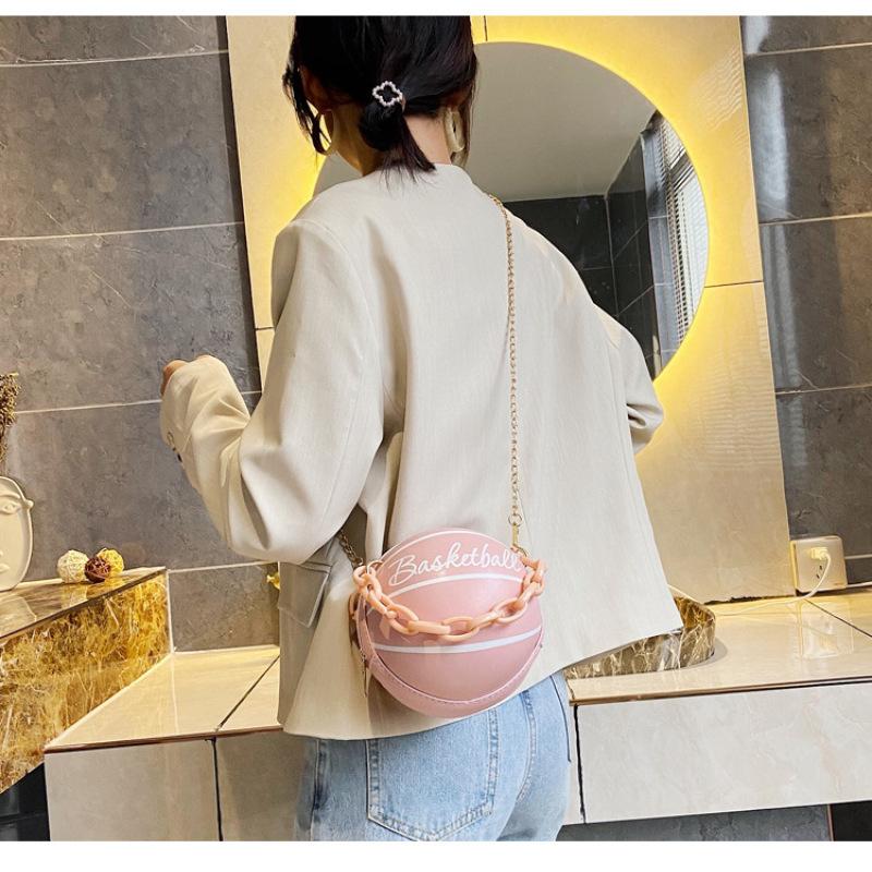 Tooxika Damen Neue runde Basketball-Handtasche mit Ball, vielseitige Umhängetasche, kleine Tasche