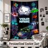 Wall Hanging Tapestry With Custom Name & Text, Geometry Dash Decorative Tapestry For Bedroom
