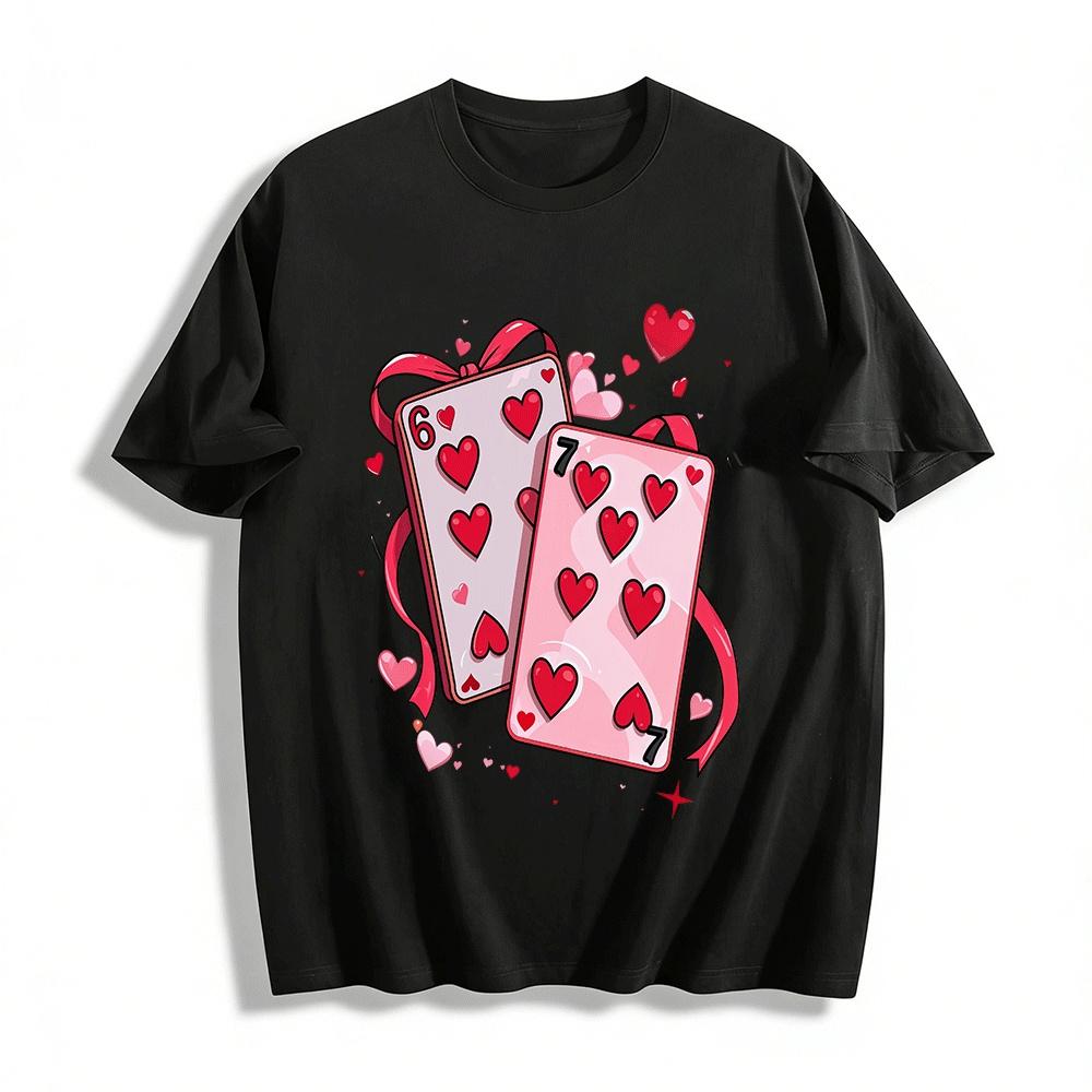 Just a Loved Goose Bow Heart Graphic Casual Top Pure cotton T-shirt XXS