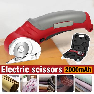 2000mAh Ηλεκτρικό Ψαλίδι Κόφτης Υφασμάτων Κόφτης Υφάσματος Κιτ Μηχανής Κόψης Εργαλείο Κόψης Φορητό Ασύρματο Ηλεκτρικό Στρογγυλό Ψαλίδι Κόκκινο Νέο