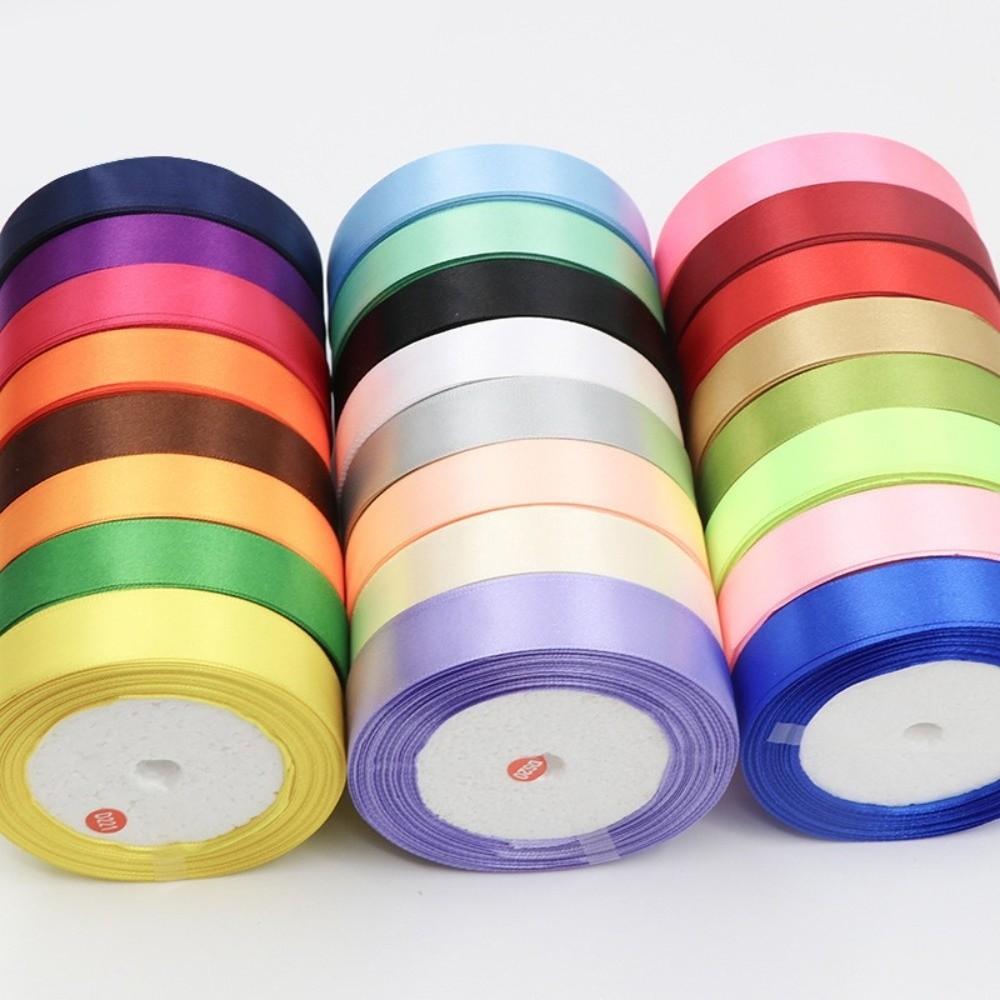 1Roll 0.8IN x 25 Yards 2CM Solid Satin Ribbons DIY Gift Wrapping Bridal Bouquets Single Face Ribbons Cake Packaging