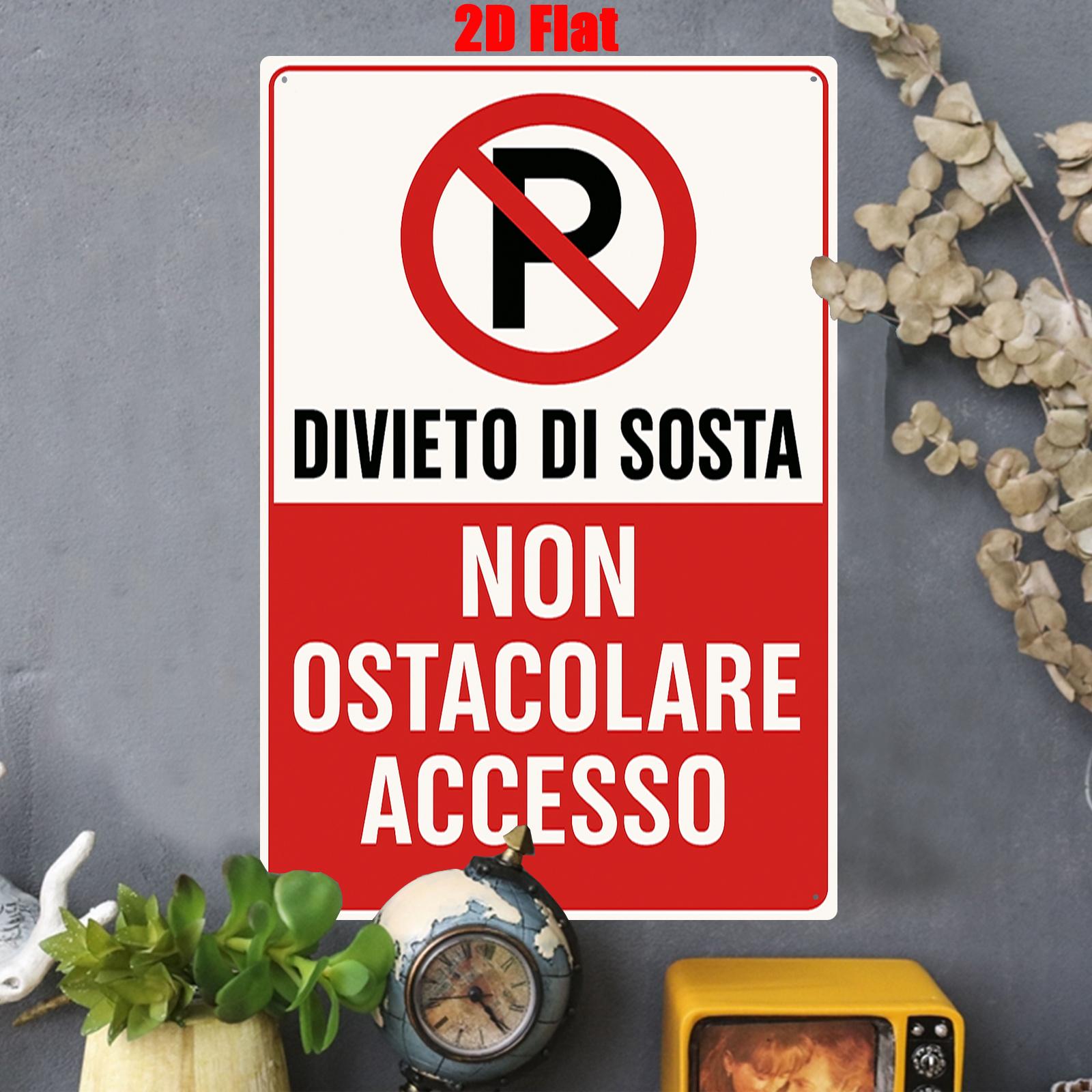 

Italian Prohibition Sign Metal Wall Art Divierto di Sosta Notice for Parking Red White No Parking Indication 20x30cm（7.8x11.8inch）