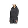 Casual Sports Series Striped Design Short Loose Hooded Sweatshirt Women Sweatshirt Carbon-Black JM4255
