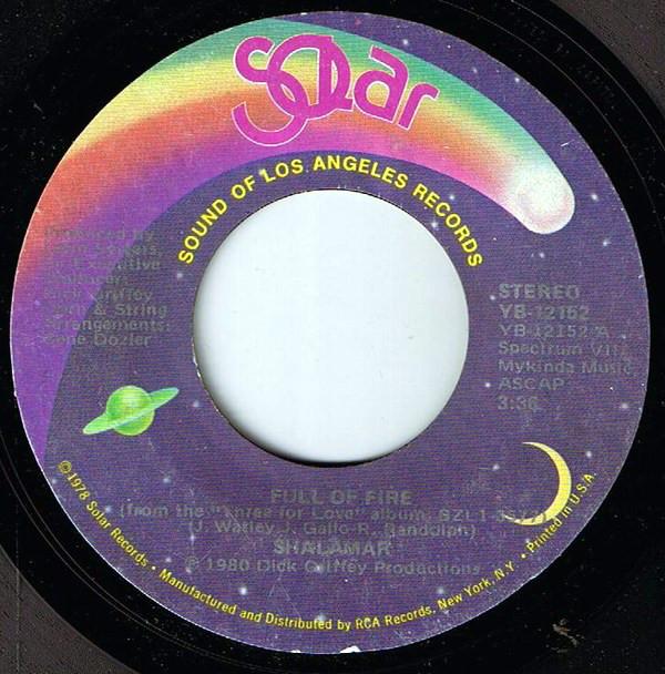 

7inch Record SHALAMAR - Full Of Fire YB12152 Solar 1980 US Soul/Funk Used