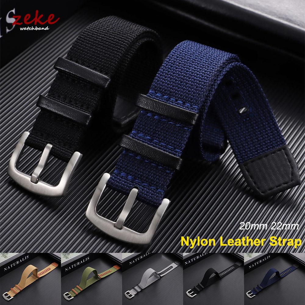 20mm 22mm Nylon Genuine Leather Watch Strap for Hamilton Khaki Field Watch Green, Black, Gray Men's Outdoor Sports Watch Band