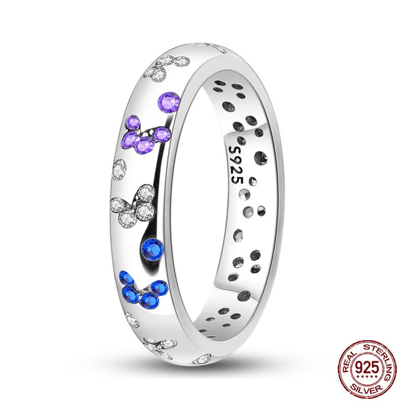 Popular Glow In The Dark Rings For Women 925 Silver Star Moon Sun Rings Sparkling Cubic Zircon Exquisite Jewelry Gifts