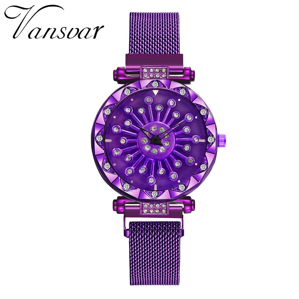 

Женские кварцевые часы с магнитной пряжкой из нержавеющей стали и внутренним вращением One Size фиолетовый