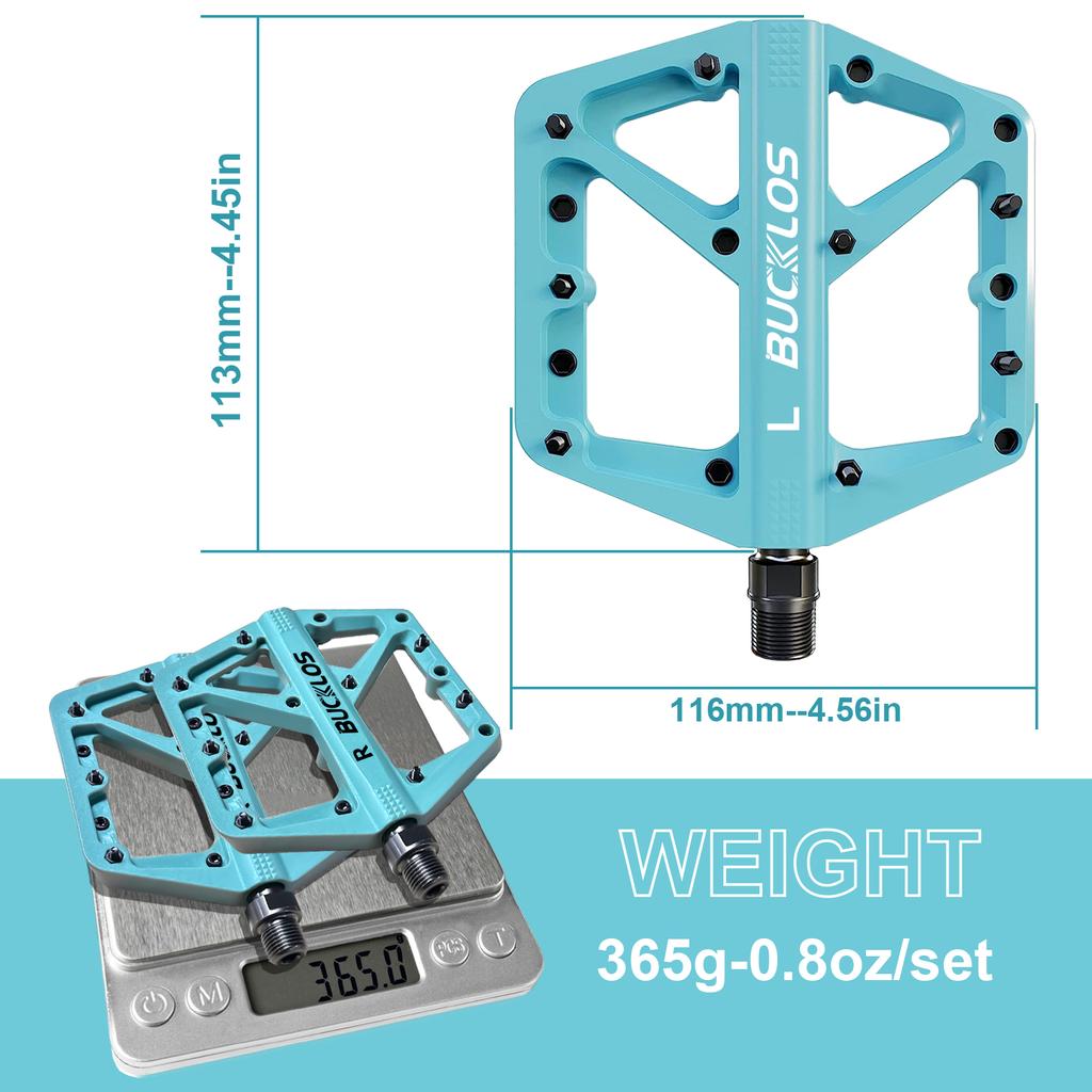 BUCKLOS Bicycle Pedals Sealed Bearing MTB Platform Pedal for Bicycle Mountain Nylon Bike Flat Pedals 9/16'' MTB Road Bike Part
