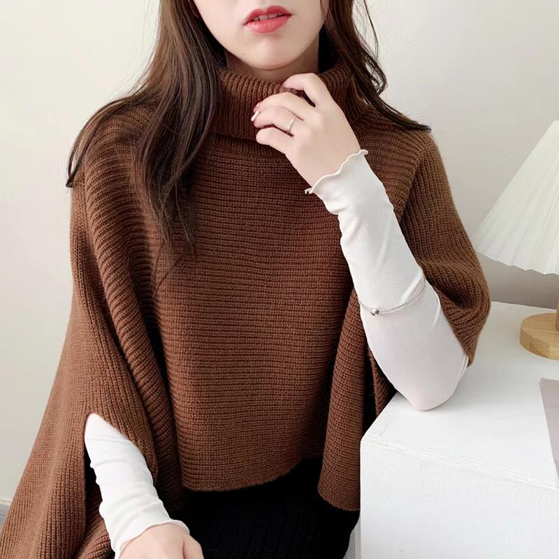 Herbst Winter Unregelmäßiger Rollkragen Gestrickter Damen Schal Pullover Lässige Mode Kurze Oberteile Elegant Warmer Schal Locker Lässig Einfache Damenbekleidung