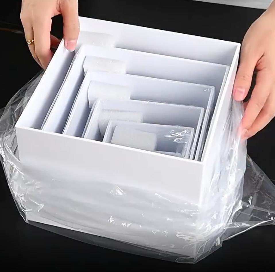 7x Acrylic Cube Display Box Riser 5 Sided for Collection Cosmetics Catering