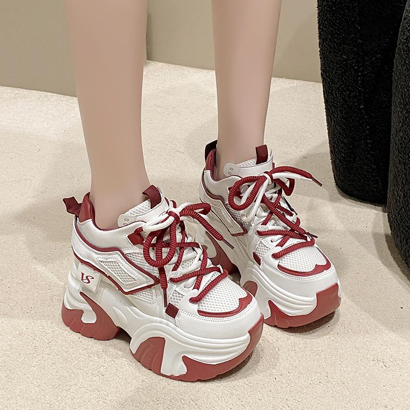Fashion Women Casual Platform Sneakers 9.5CM High Heels Summer Sports Mesh Dad Shoes Breathable Trainers Chunky Sneakers Zapatos Mujer