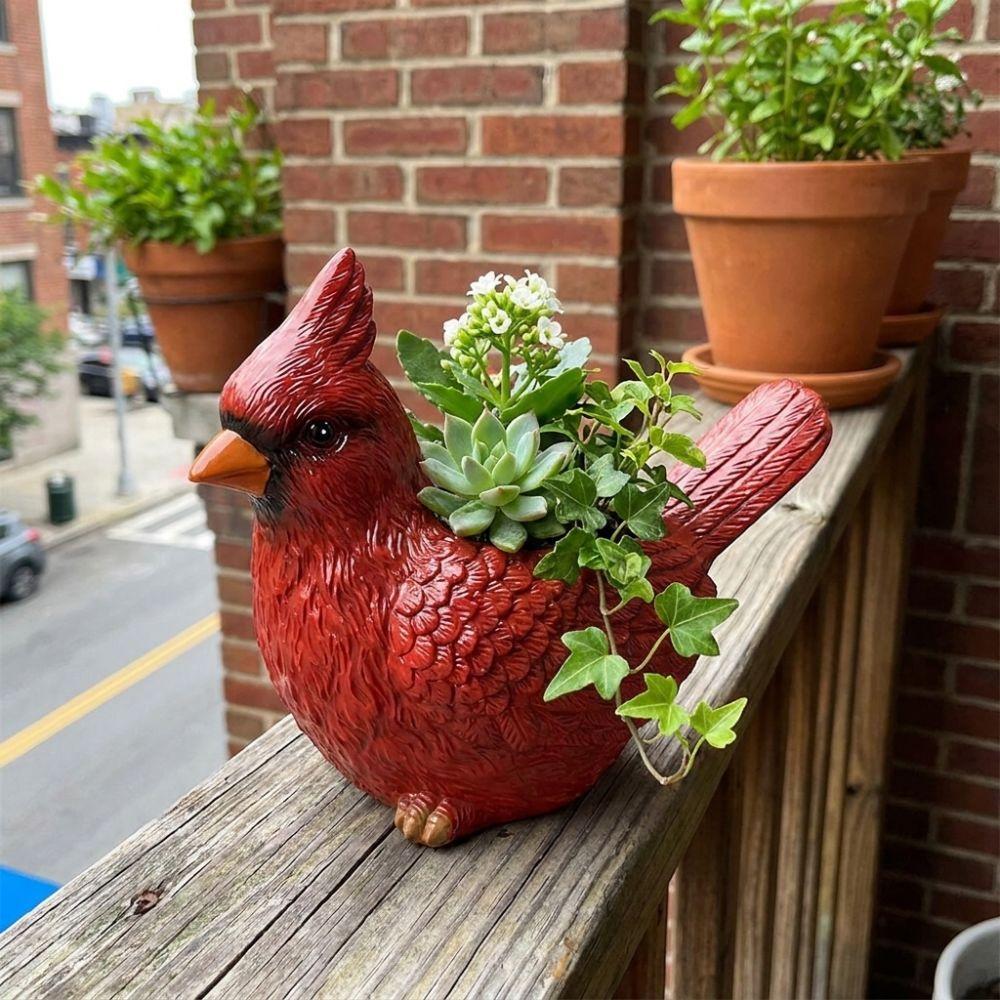 Resin Lively Bird Plant Pot Hummingbirds with Drainage Hole Bird Shaped Planter Wide Opening Wear-resistant Succulent Pot