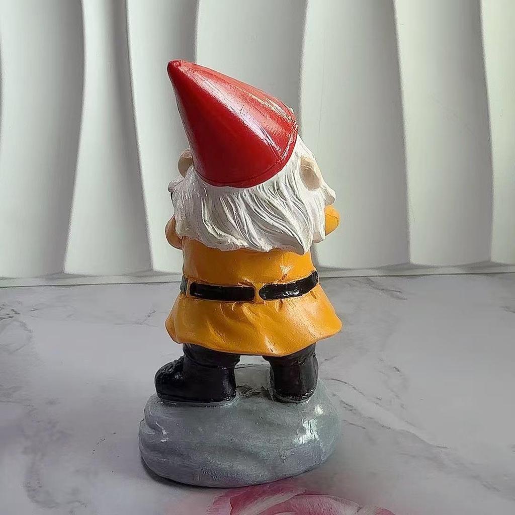 New Christmas Gnome Ornament: White-Bearded Dwarf with Gun Resin Statue.