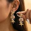 Colorful Painting Shells Stud Earrings for Women Fashion Conch Starfish Long Pendant Earrings Summer Beach Party Jewelry Gifts