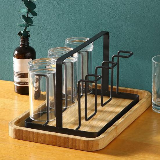 Metall Koppholder Tørkestativ med 6 Glass Opp-ned Kaffekrus Holder Organizer Plassbesparende Kjøkkenredskap