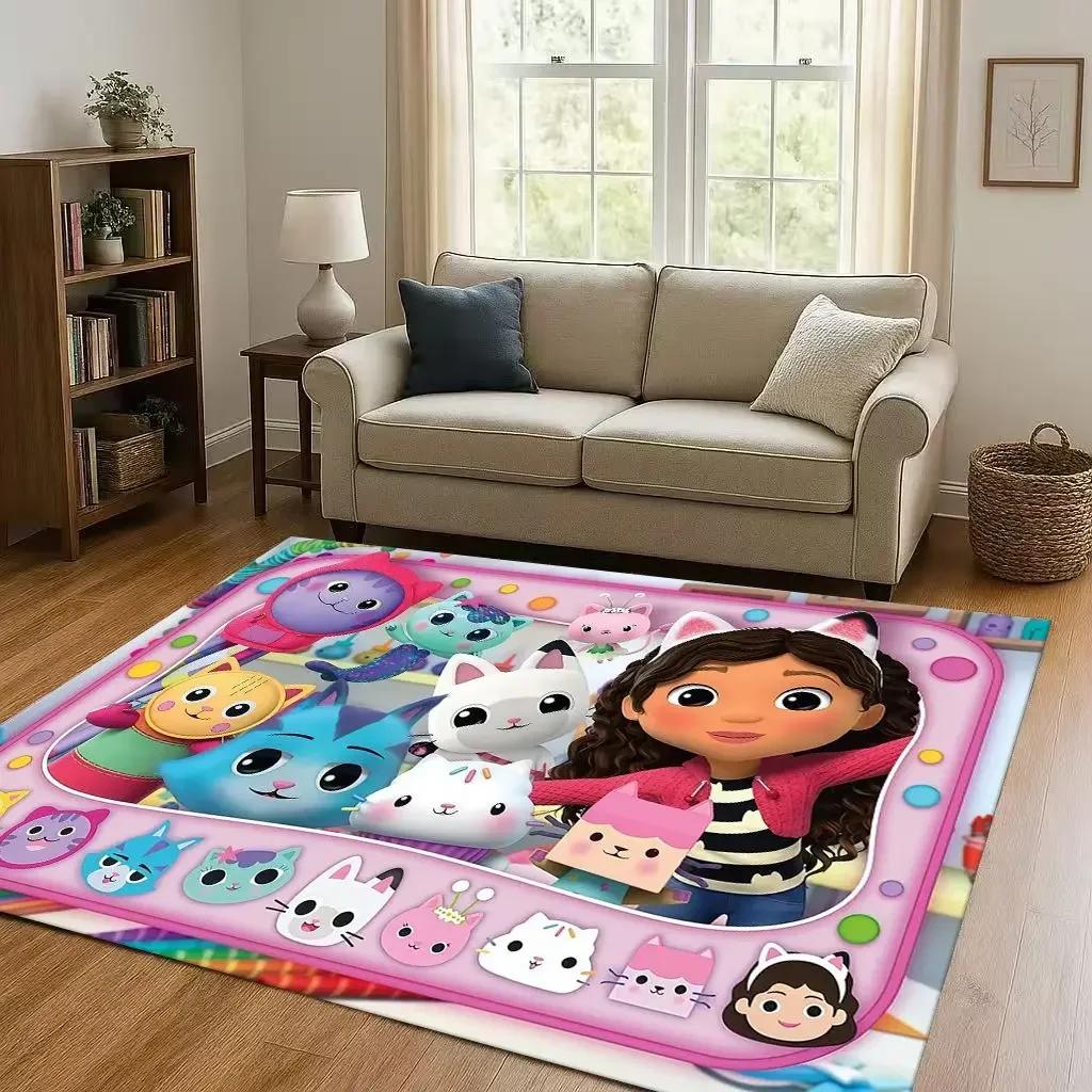 Tappeto Kawaii Casa delle Bambole di Gabby Cartone Animato Ragazza Soggiorno Area Antiscivolo Tappeto Morbido per Camera da Letto Sala Giochi e Divano, Zerbino Decorazione Casa