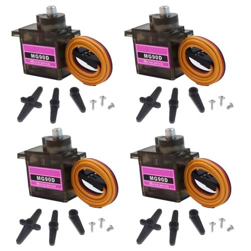 4pcs MG90D 9g Digital Micro RC Servo, Full Metal Gear Mini Servo Motor Upgrade SG90 Compatible with Arduino RC Smart Car Robot Arm 450 Aircraft Boat D