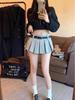 Gray Retro High-Waisted Pleated A-line Mini Skirt for Women - Autumn/Winter 2025, Slimming & Versatile