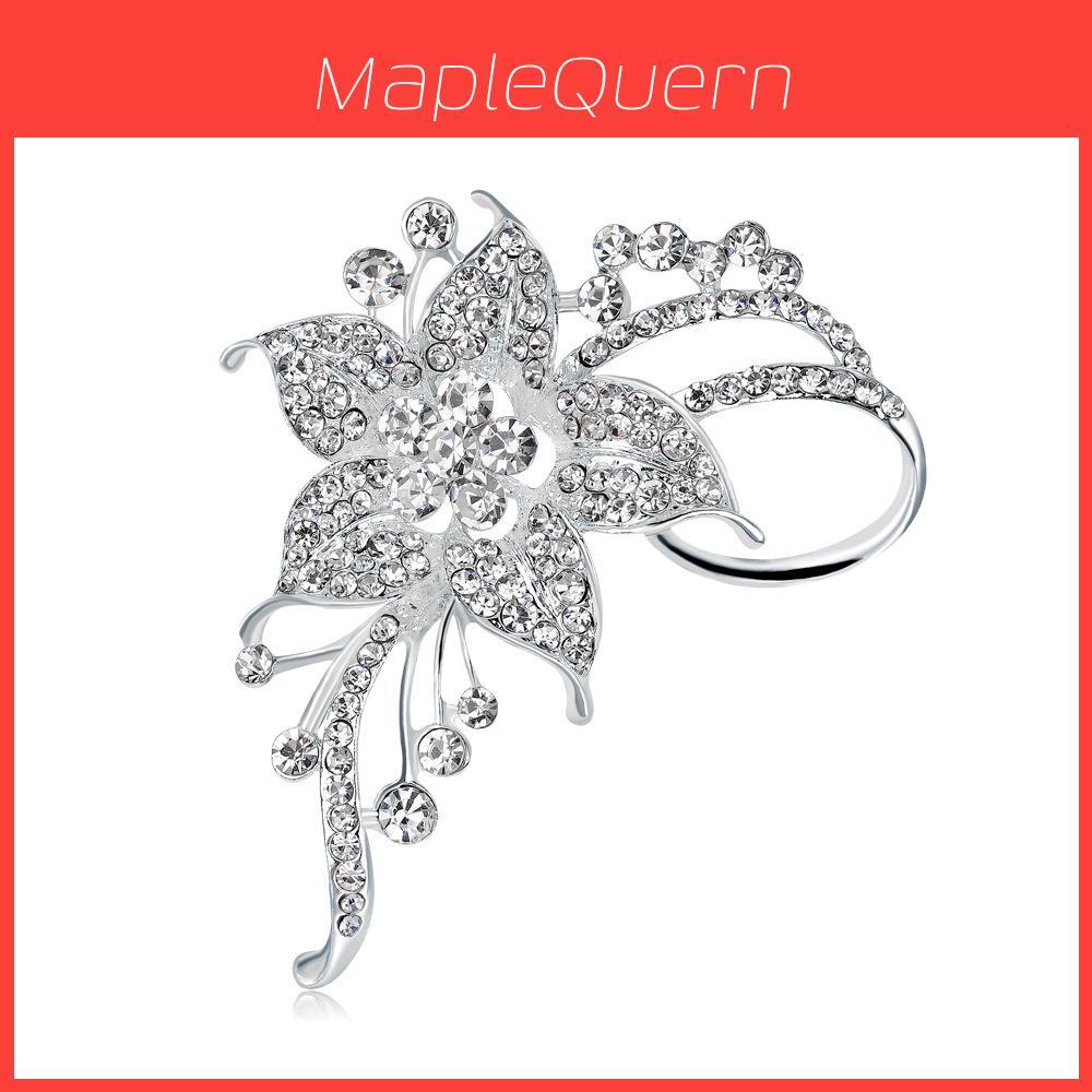 Alloy Leaf Brooch Pin With Rhinestones For Women Spring Fashion Jewelry
