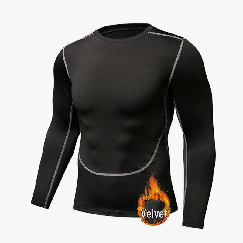 Men's High-Elastic Quick-Dry Sports Tights with Velvet Warmth